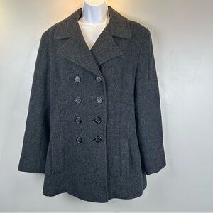 Vintage Jason Kole Wool Pea Coat‎ Womens Medium Charcoal Gray Double Breasted
